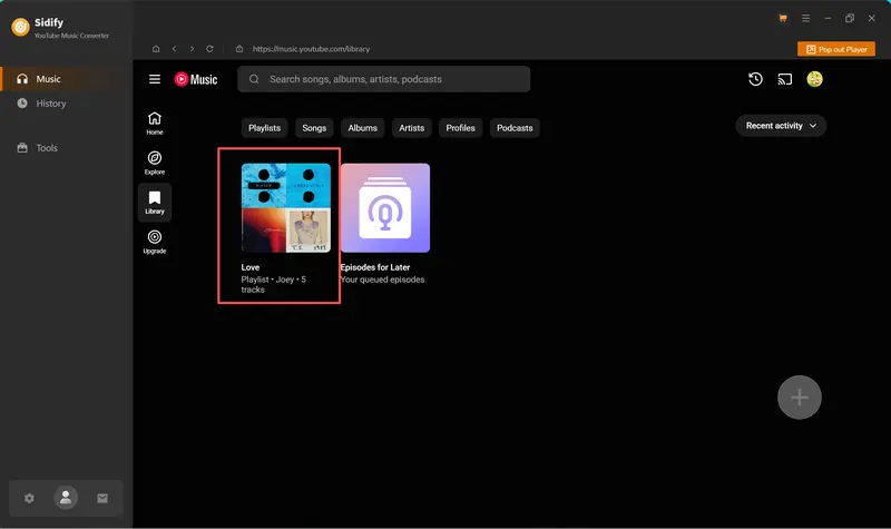 Step 1: open YouTube Music library